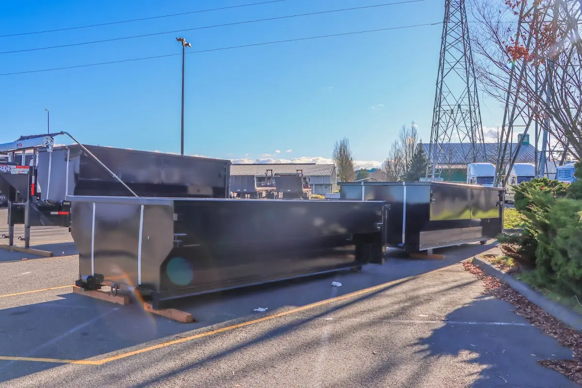 Roll-off dumpster ready for waste disposal at job site for Cleanout Dumpster Rental in Chapel Hill